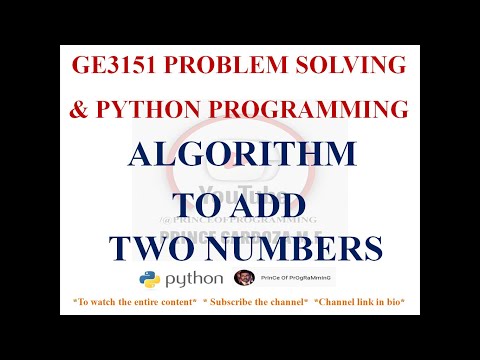 Algorithm To Add Two Numbers Ge3151 Problem Solving And Python Programming Notes