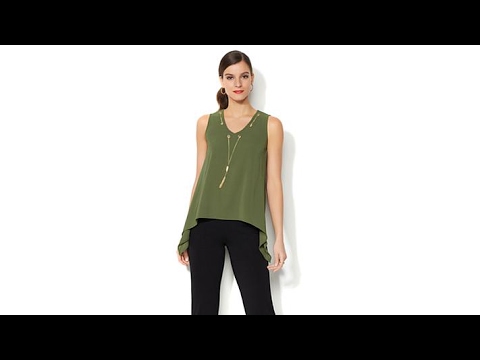 IMAN Global Chic Embellished Flowy Top