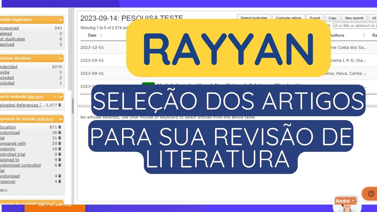 Rayyan | Ferramenta para Seleção de Artigos #divulgasaude #mestrado #doutorado
