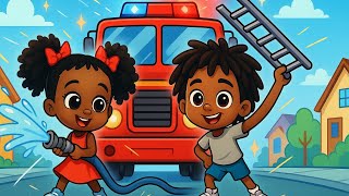 Here Comes the Fire Truck + More Kids Songs | Cece & Caleb Firefighter Fun! 🚒