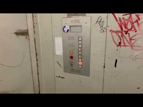 Old 1970 Hütter freight Elevator at office building, Hamburg, Germany
