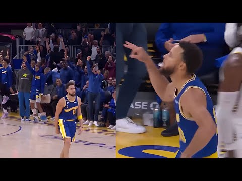 Klay Thompson hits 3 back-to-back threes from the same spot & Steph Curry is loving it