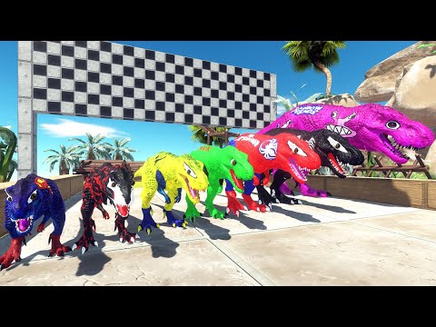 Jurassic T-rex AVENGERS MARVEL COMICS Dino Racing Championship - Animal Revolt Battle Simulator