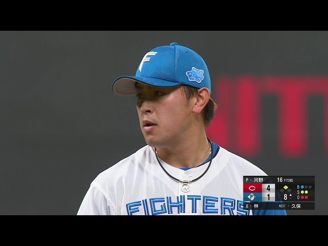 【8回表】1回無失点!! ファイターズ・河野竜生 ランナーを出すも最後は空振りに抑える!!  2024年3月12日 北海道日本ハムファイターズ 対 広島東洋カープ