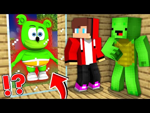 Maizen JJ & Mikey - What if Scary Gummy Bear Find JJ and Mikey in Minecraft CHallenge @maizenofficial