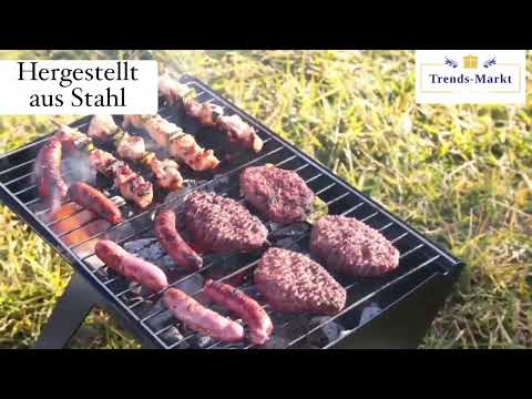 Trends-Markt - Klappbarer & tragbarer Grill für die Verwendung mit Holzkohle