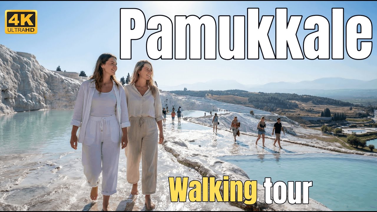 Pamukkale, Türkiye Walking Tour 4K - Stunning White Terraces of Turkey’s Cotton Castle