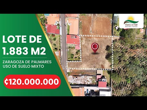 Lote de 1.883 m2 a la venta en Zaragoza de Palmares, Alajuela.