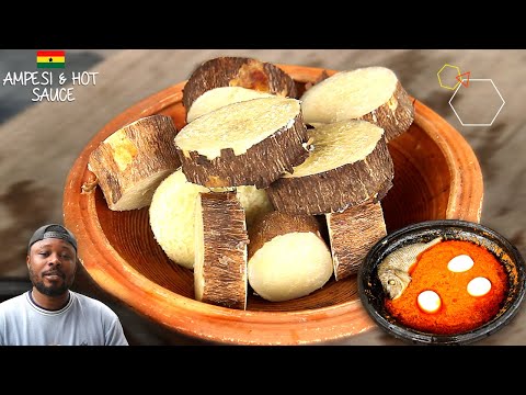 Authentic Ghanaian Ampesi (Boiled Yam) with Hot Pepper Sauce