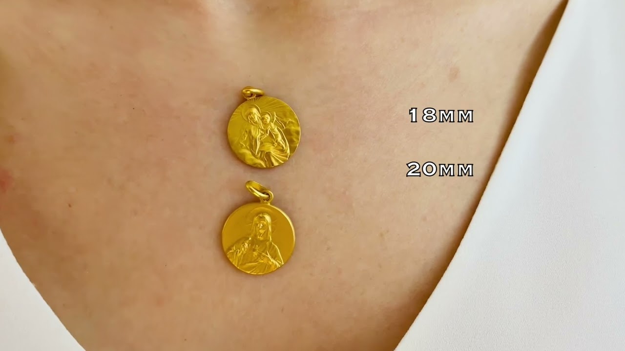 Escapulario Virgen del Carmen Manto y Sagrado Corazón 18kt 04518111852 Joyería Nicols Madrid