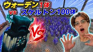 ウォーデン1体 vs スケルトン100体…自作MODでマイクラ最強モブ13番勝負【まいくら・マインクラフト】