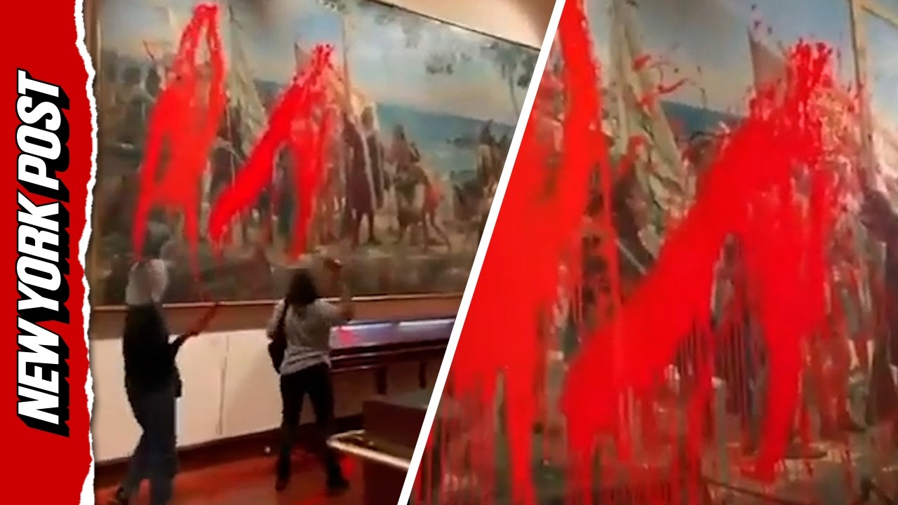 Activists Vandalize Christopher Columbus Painting