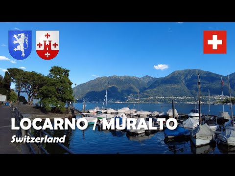 Locarno e Muralto, Suíça.🇨🇭 Caminhe pelo Lago Maggiore. 4K