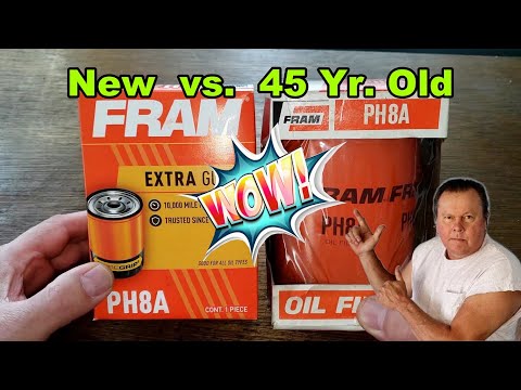 Fram PH8A Oil Filter vs. Old Fram PH8A Oil Filter Cut Open Comparison