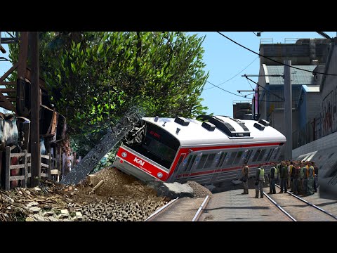 KRL JR205 ANJLOK PARAH SETELAH MENABRAK ! Train Crash Derail Accident