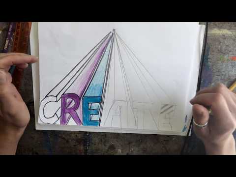 One-point perspective word drawing