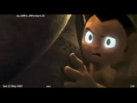 Astro boy fights Zog. Pre lighting. Lost scene