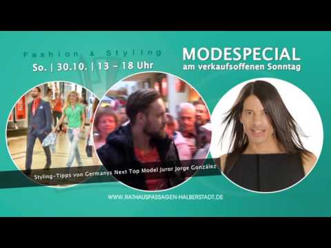 Modespecial in den Rathauspassagen Halberstadt mit Jorge Gonzalez am 30.Oktober