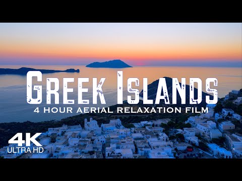 [4K] GREEK ISLANDS 🇬🇷 4 Hour Aerial Drone Film 🎵 Study & Work Ambient Piano Relaxation GREECE