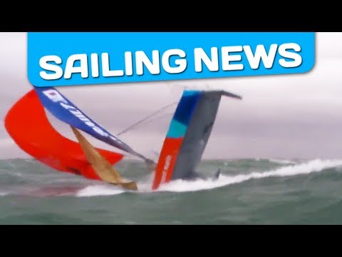 Incredible - A boat capsizes while sailing under spinnaker in heavy weather