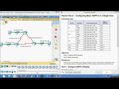 8.3.3.5 Packet Tracer - Configuring Basic OSPFv3 in a Single Area