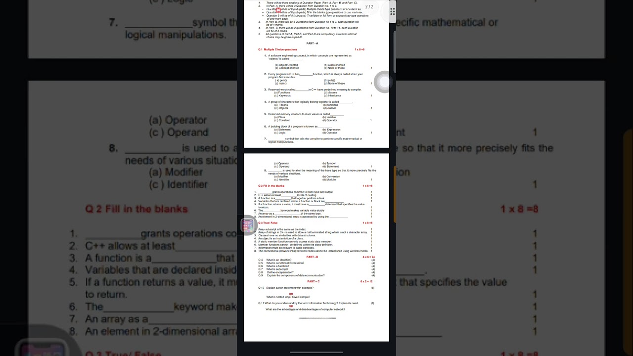 PSEB CLASS 12TH COMPUTER APPLICATION MODEL TEST QUESTION PAPER 2023