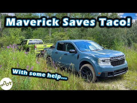 Ford Maverick Recovers a Stuck Toyota Tacoma TRD Pro