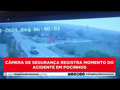 Câmera de segurança registra momento do acidente em Pocinhos