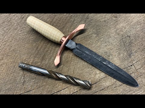 Forging a Drill Bit Knife - with a Little Woodturning