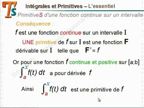 Maths TS - Intégrales et Primitives - Mathématiques Terminale BAC S 2018