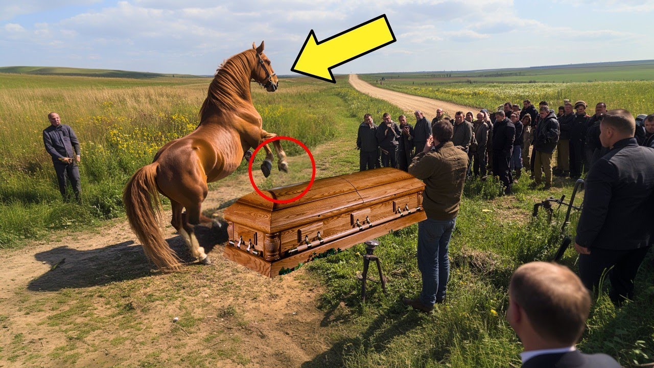 HORSE TRAMPLES ON COFFIN DURING FUNERAL... AND WHEN IT BREAKS, THE ATTENDANTS HEAR CRIES...