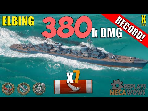 DAMAGE RECORD! Elbing 7 Kills & 380k Damage | World of Warships Gameplay