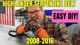2008-16 Toyota Highlander serpentine drive belt replacement (#diy, step by step)