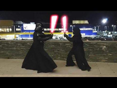 Darth Vader vs Kylo Ren Lightsaber Battle!