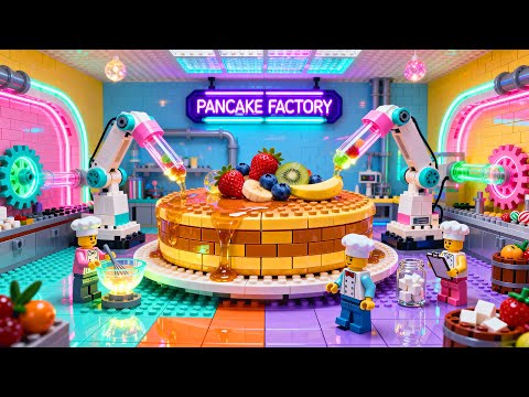 Making LEGO Breakfast In A Pancake Factory • LEGO Stop Motion Cooking • Stop Motion Film