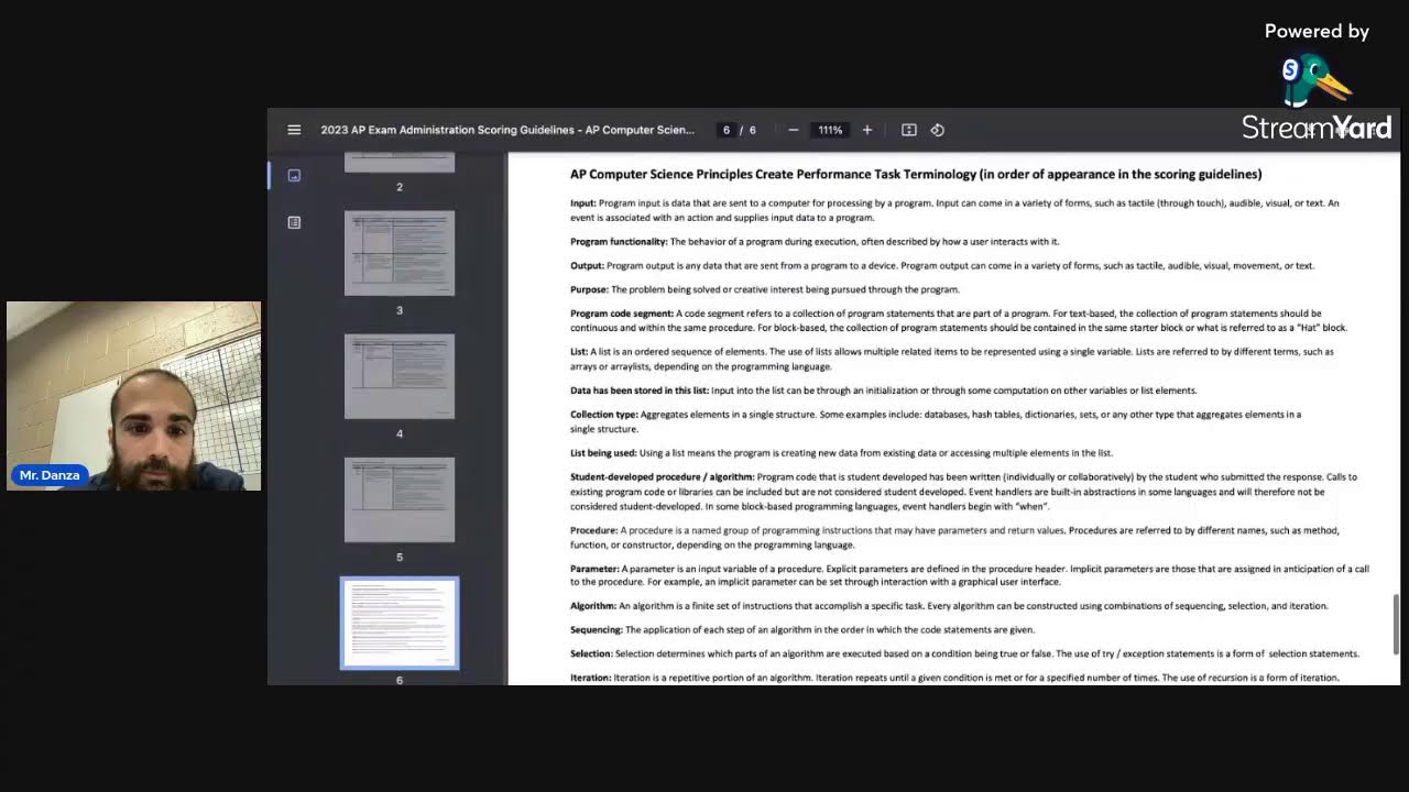 Scoring Guidelines | APCSP Create Performance Task