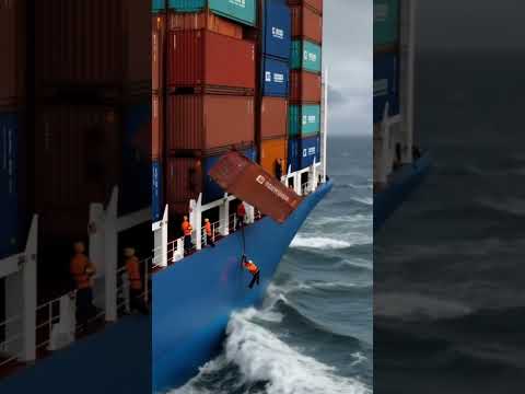 you won't believe this...😱 #ship #waves #ocean #storm #container #cargo #sea #fyp