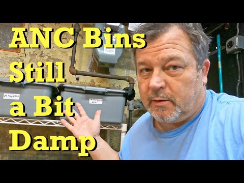 Damp ANC systems fed then left partially uncovered to air out & dry - worm farm vermicomposting