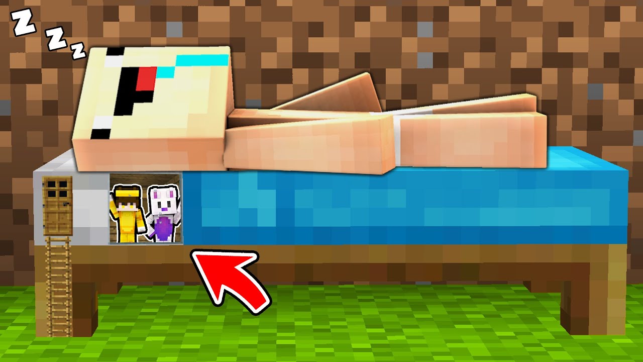 ¡Construimos una Mini CASA SECRETA en la CAMA de BEBE NOOB! 🤫🏠 | Habitacion Oculta en Minecraft