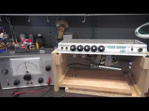 Repair Vintage Fender Silver face Vibro Champ guitar amp Change Filter Cap + setting Class A Bias
