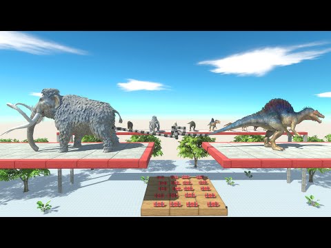 Carnivorous and prehistoric dinosaurs tug-of-war - Animal Revolt Battle Simulator