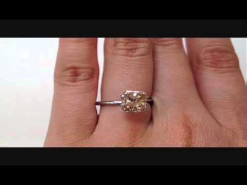 2.02 ct Radiant Cut Natural Chocolate VS2 Diamond Solitaire Ring - BigDiamondsUSA