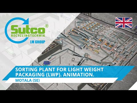 Sorting plant for packaging waste. Animation. Motala (Sweden). Sutco