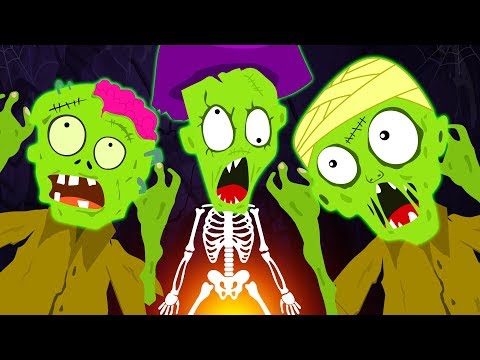 Five Funny Zombies Jumping On The Grave | Zombie Family - Funny Halloween Songs For Children
