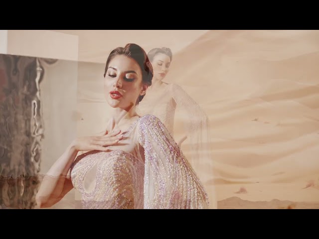 فستان تول وان شولدرز شك كامل بالكريستال مع وشاح