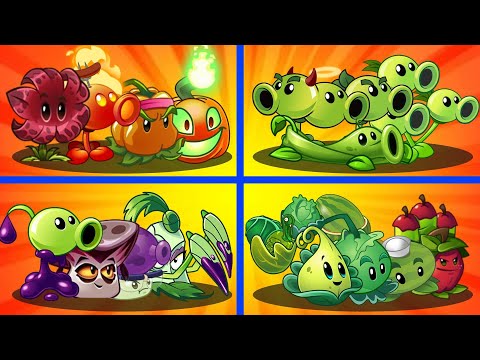 Team PEA vs FIRE vs POISON vs PULT -  Who Will Win ? PvZ 2 Team Plant vs Team Plant