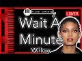 Wait A Minute (LOWER -3) - Willow - Piano Karaoke Instrumental