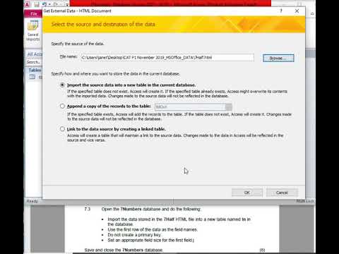 CAT paper 1 DBE November 2019 Question 7.3 MS Access Import HTML