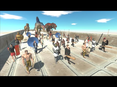 Humans Trying To Escape From Big Carnivore Dinosaurs - Animal Revolt Battle Simulator