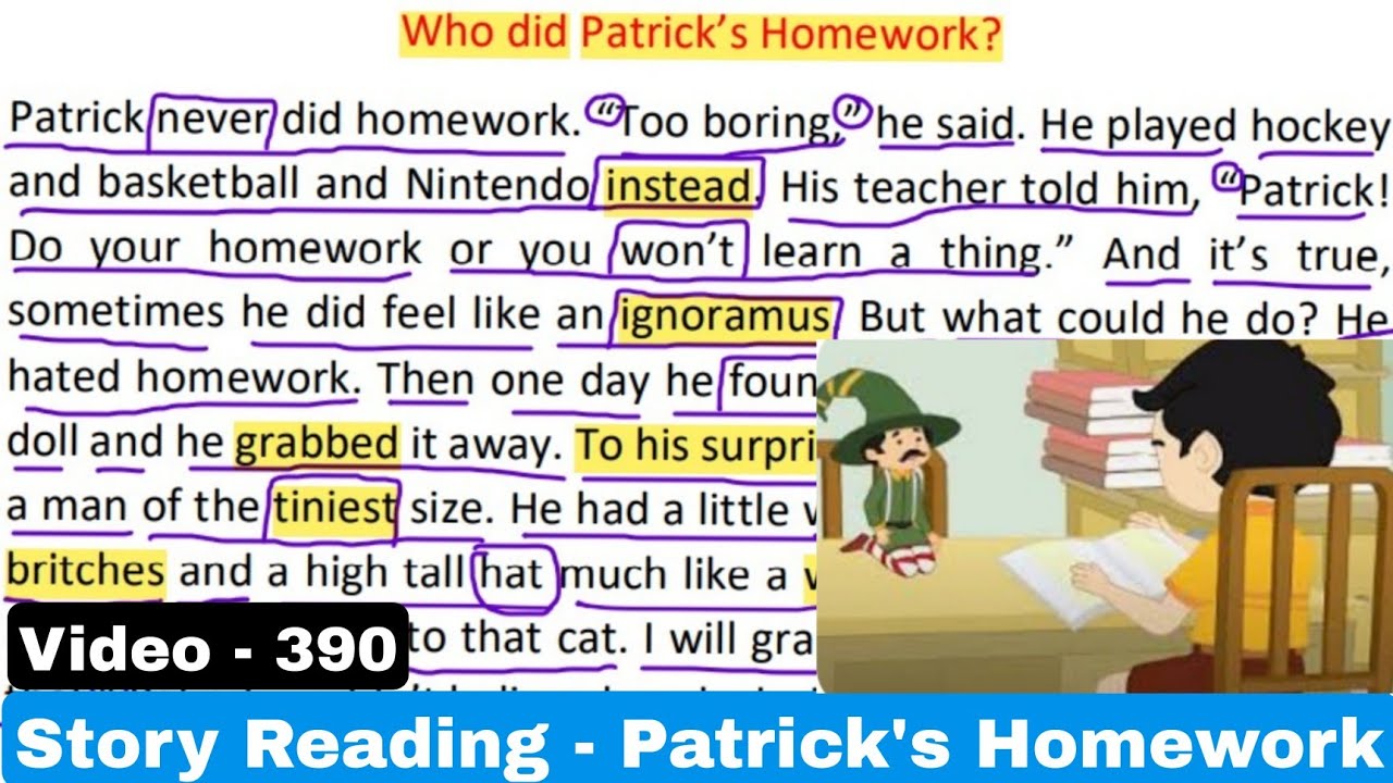 Who did Patrick's Homework - Class 6th English Chapter 1 - How to read English